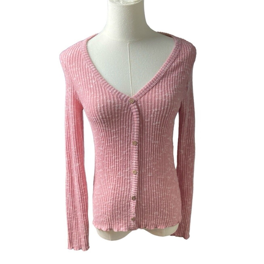 Almost Famous women's Shirt Medium Long Sleeve Button Up Pink